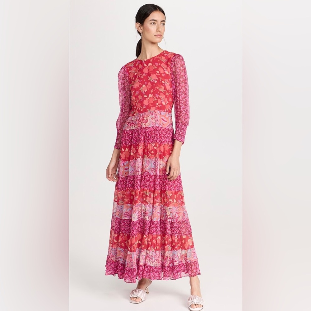 Elegant Pink Floral Maxi Dress